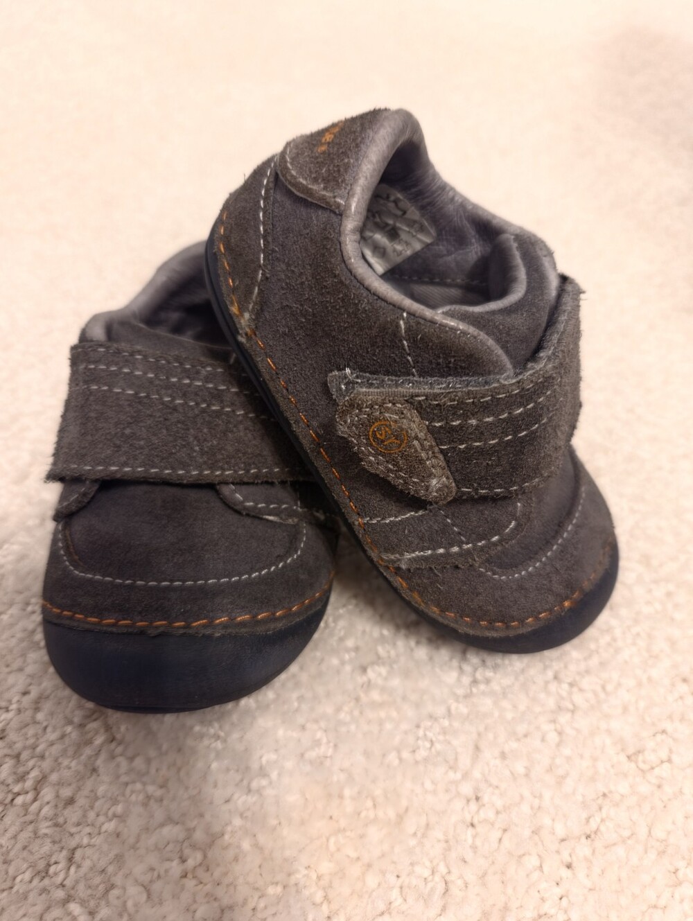 Stride Rite Gray Suede Hook-and-Loop Baby Walkers US4.5